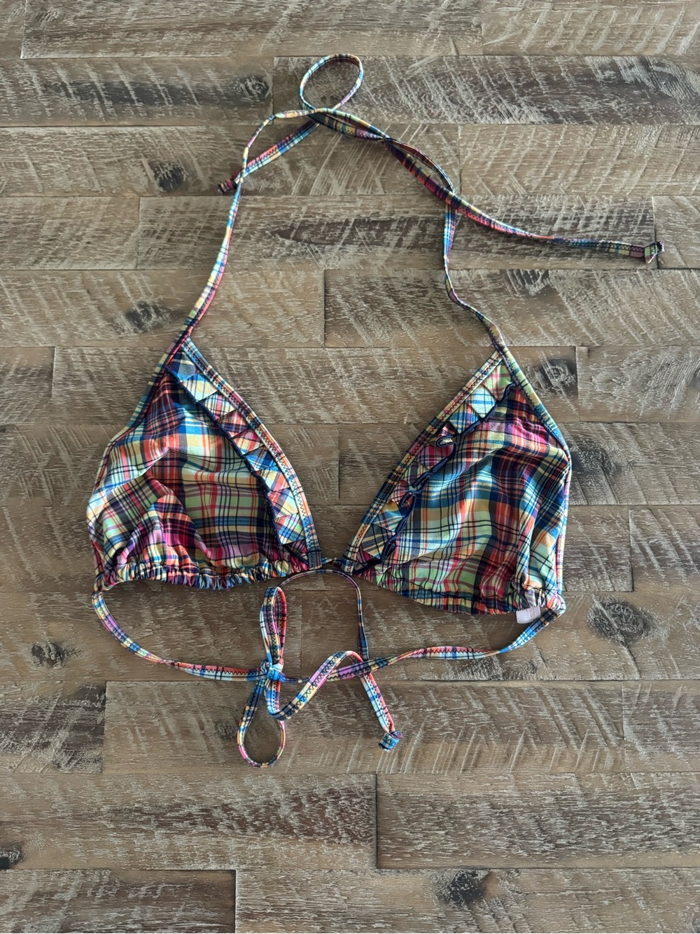 Multicolor Victoria's Secret Plaid Triangle Bikini Top